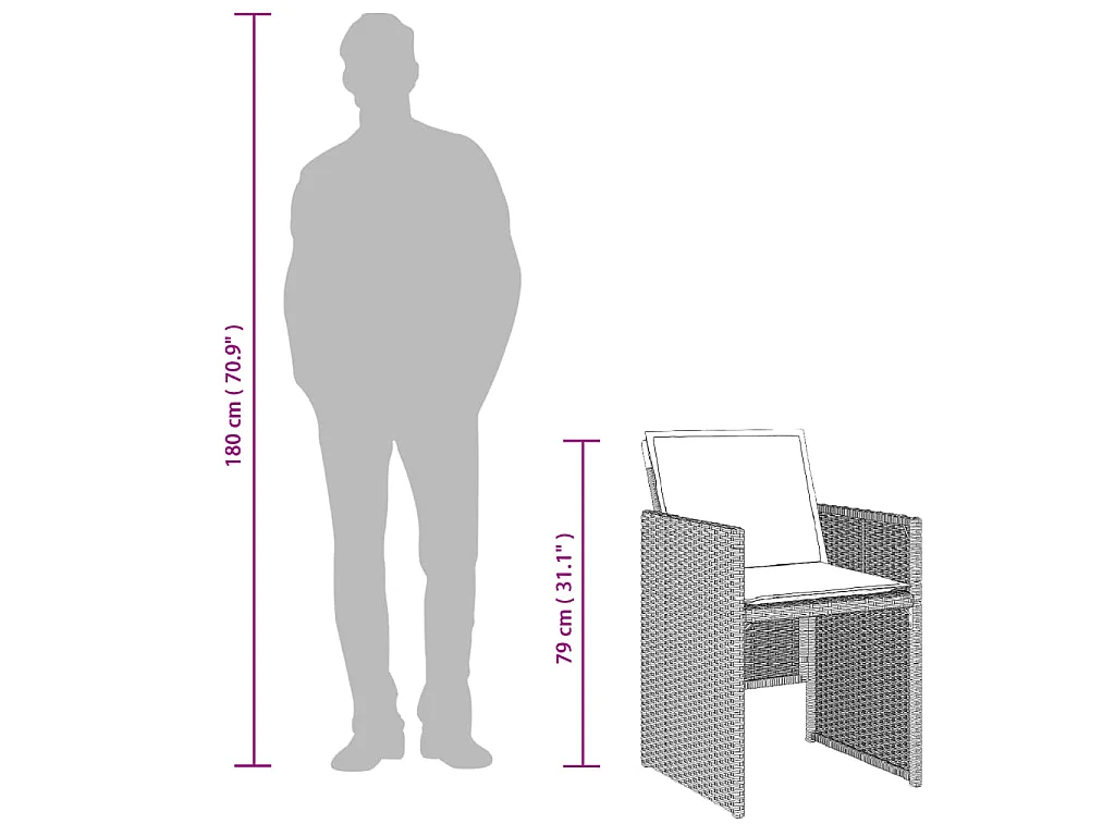 Ensemble à manger de jardin et coussins 9 pcs gris clair rotin