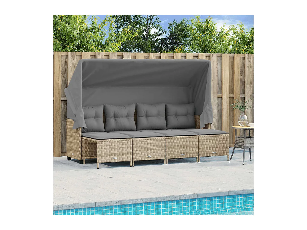 Salon de jardin avec coussins 5 pcs beige résine tressée