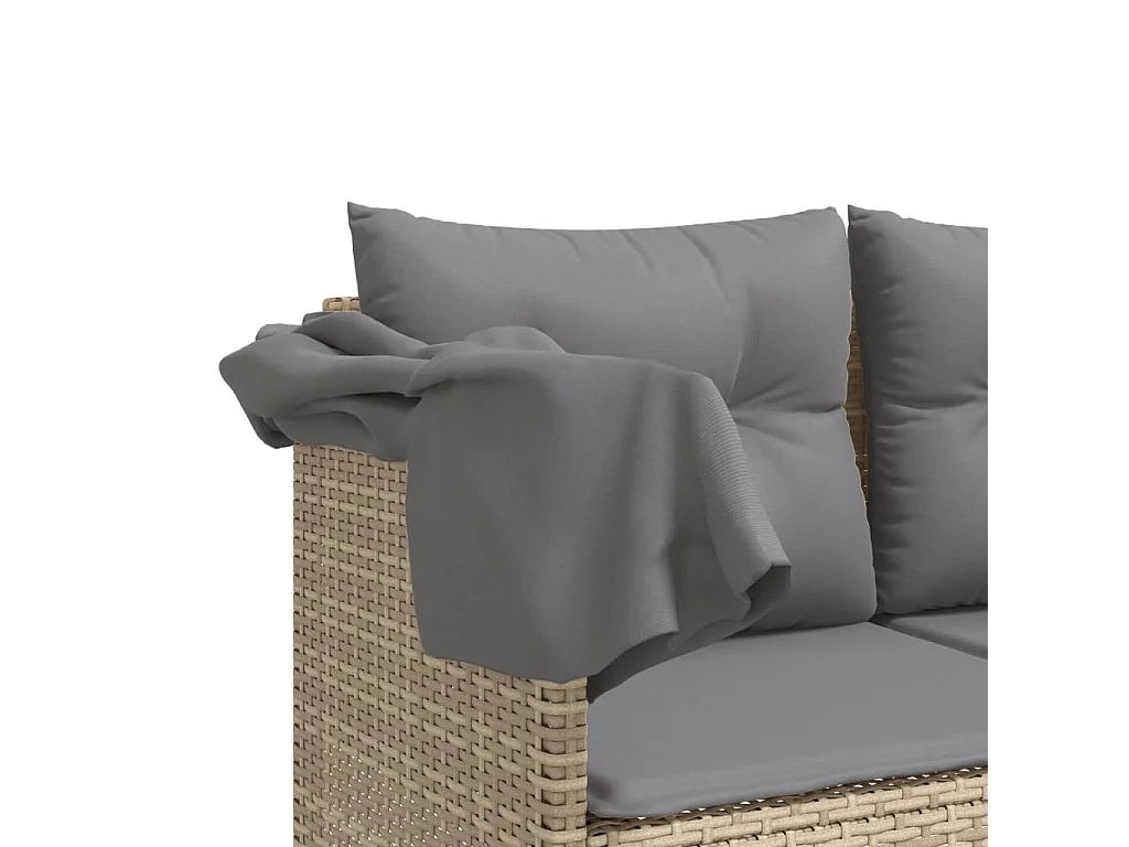 Salon de jardin avec coussins 5 pcs beige résine tressée