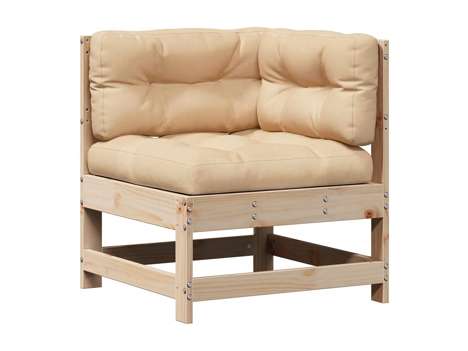 7 pcs conjunto lounge de jardim c/ almofadões pinho maciço