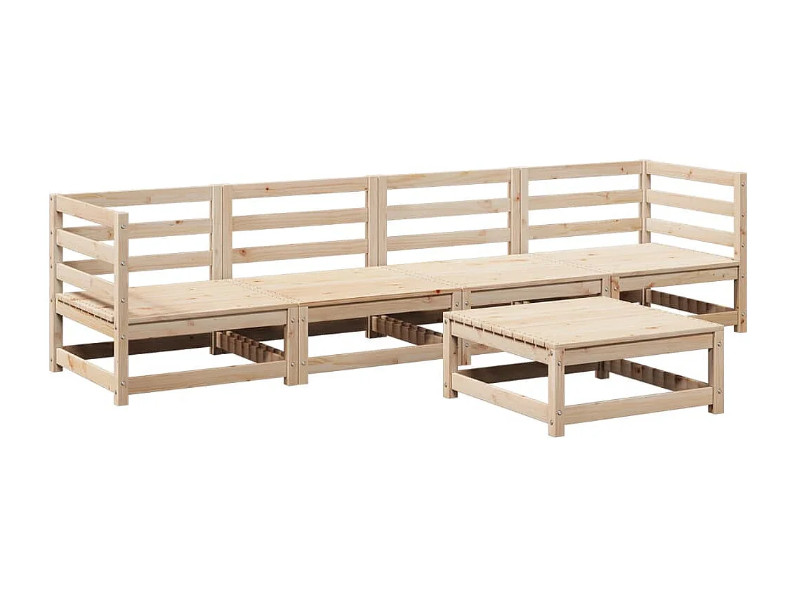 Salon de jardin 5 pcs bois de pin massif