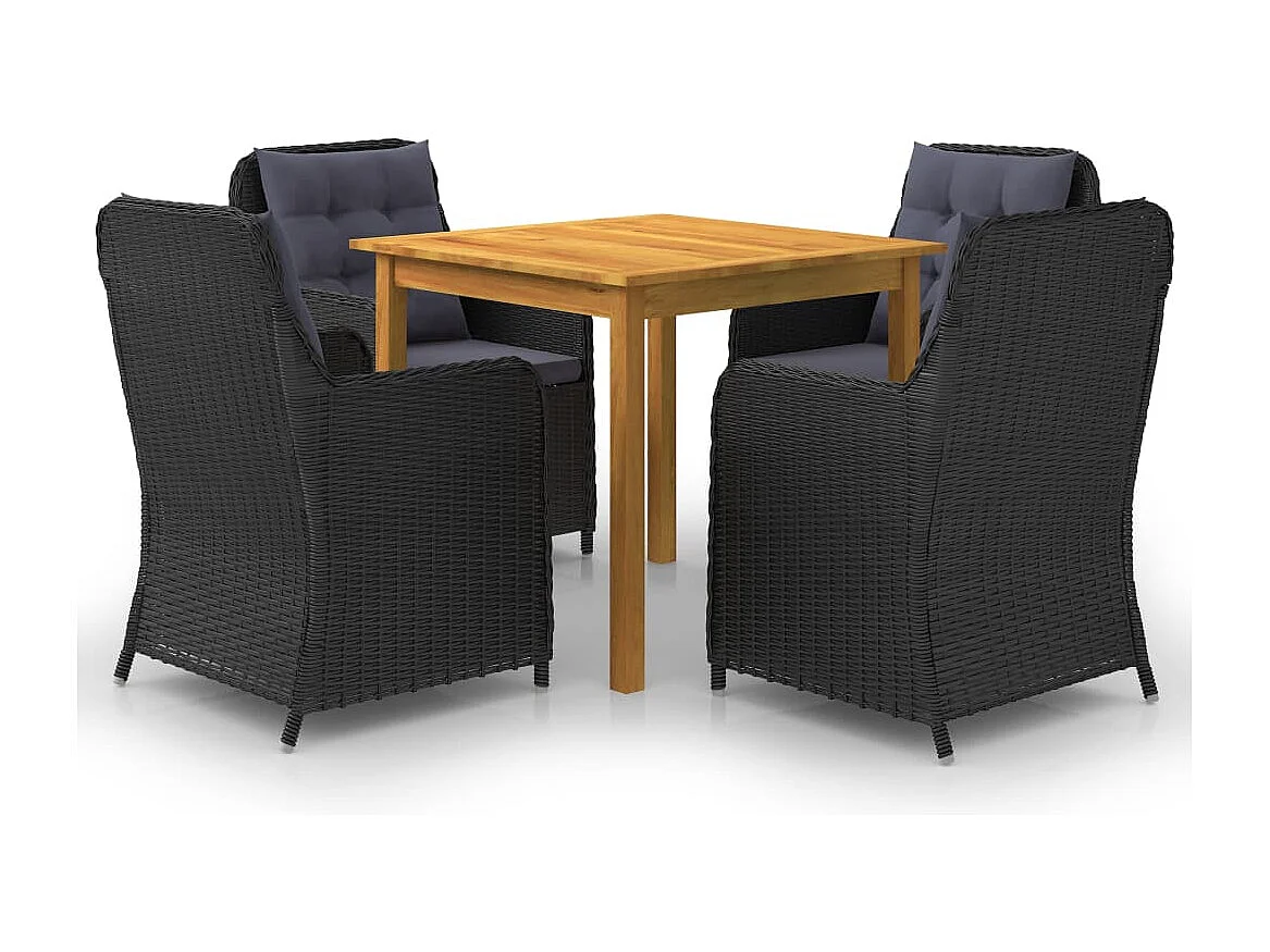 5 pcs conjunto de jantar para jardim preto