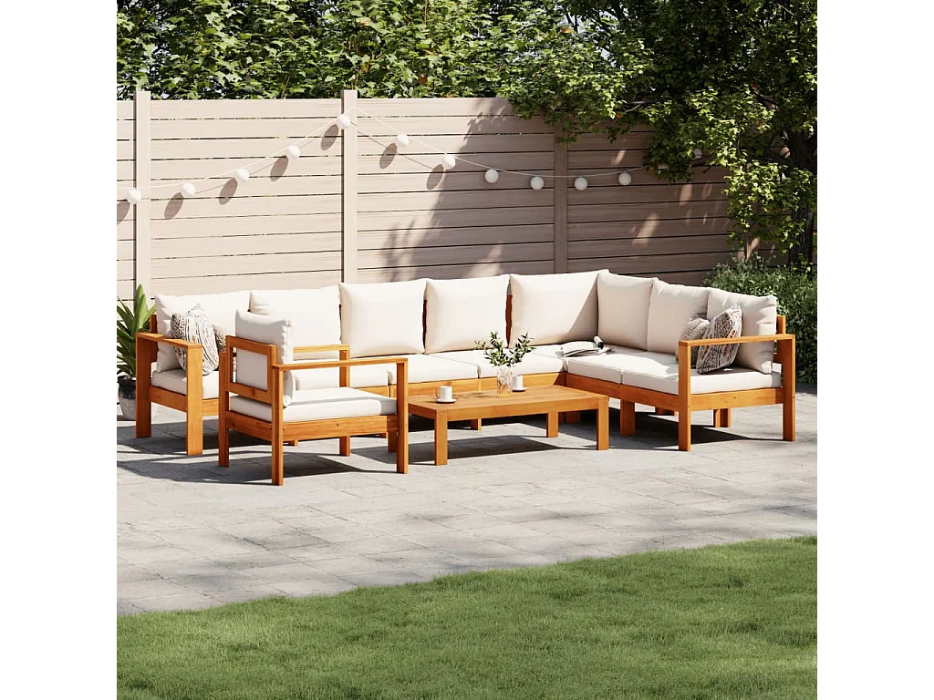 6 pcs conjunto de sofás de jardim com almofadões acácia maciça