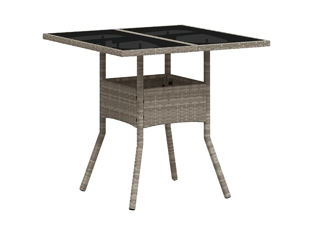5-delige Tuinset met kussens poly rattan en glas lichtgrijs