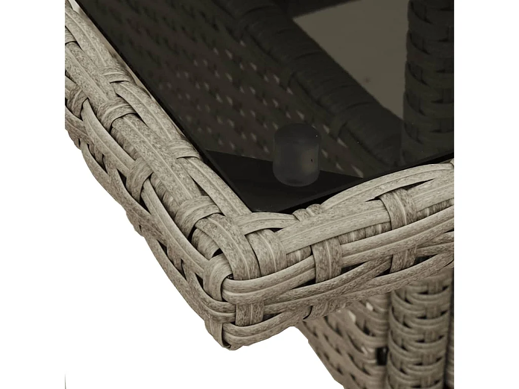5-delige Tuinset met kussens poly rattan en glas lichtgrijs