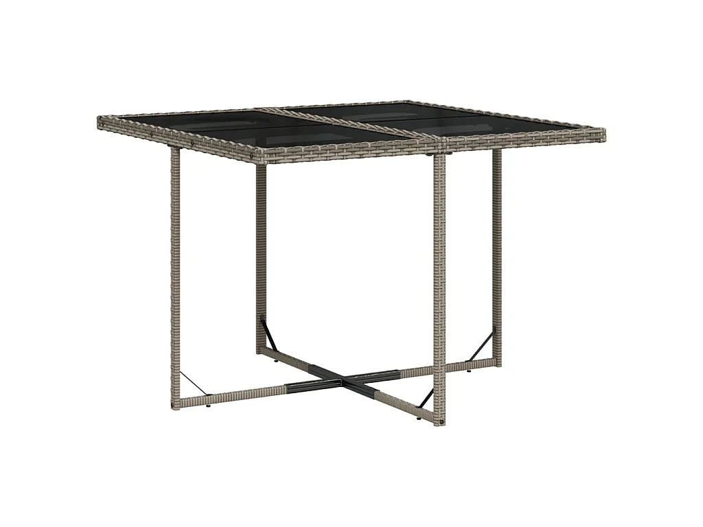 9-tlg. Garten-Essgruppe mit Kissen Grau Poly Rattan