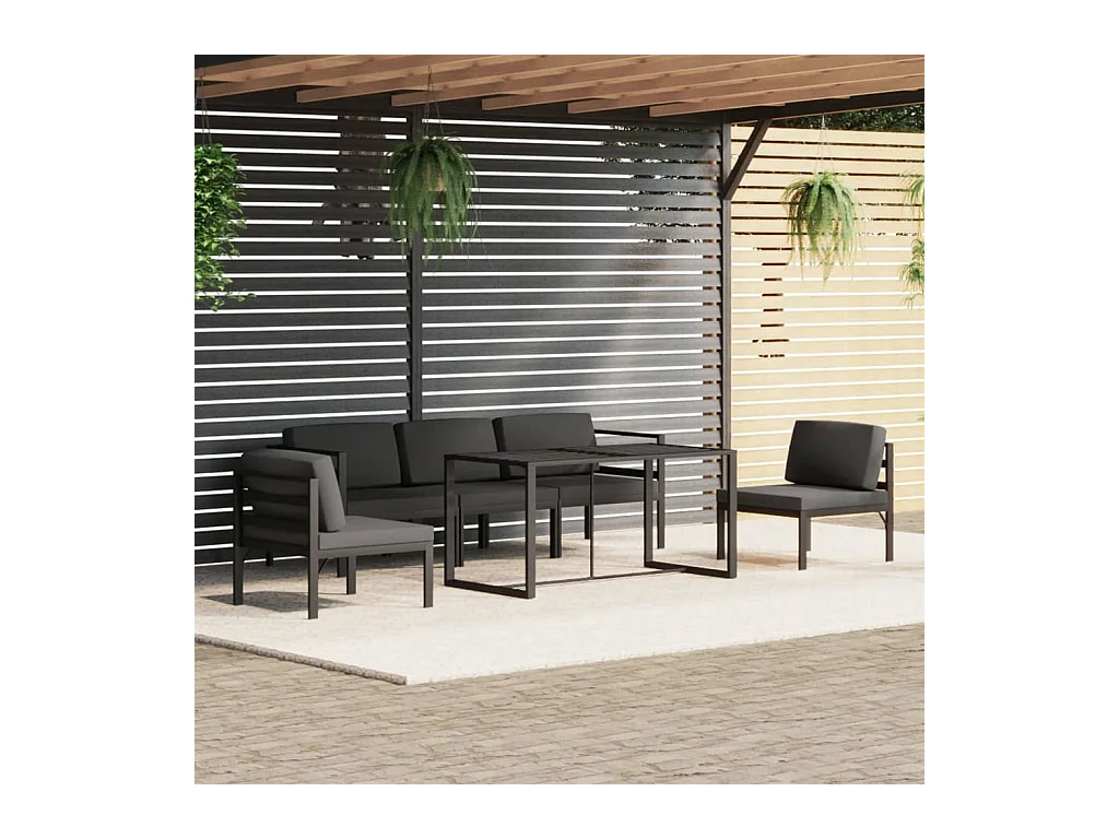Salon de jardin 6 pcs avec coussins Aluminium Anthracite