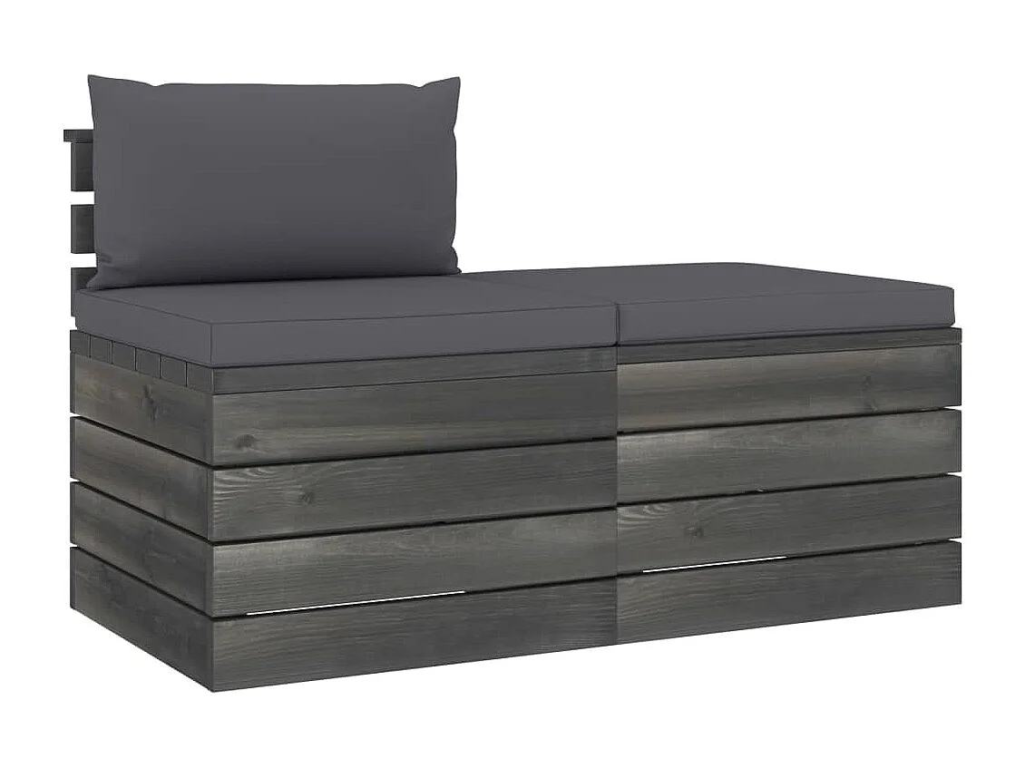 2 pcs conjunto lounge de paletes com almofadões pinho maciço