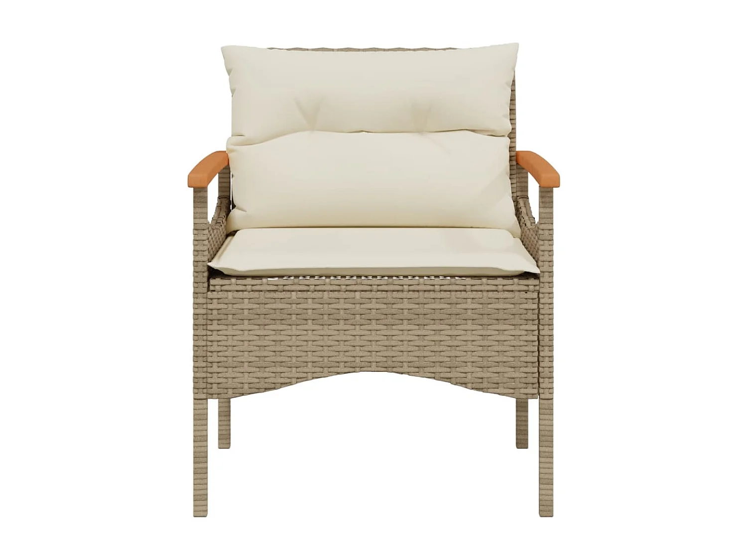 3 pcs conjunto de sofás p/ jardim com almofadões vime PE bege