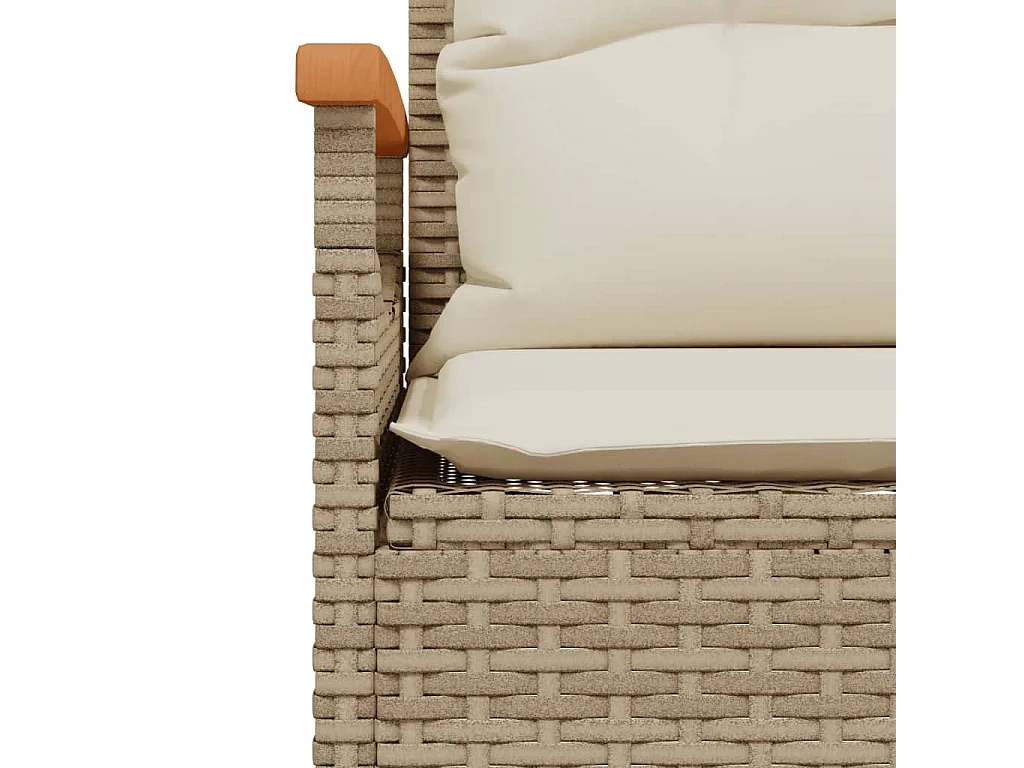 3 pcs conjunto de sofás p/ jardim com almofadões vime PE bege