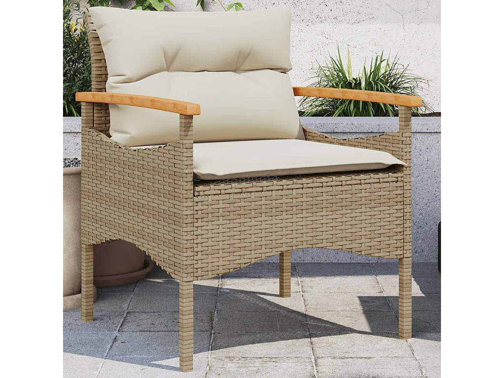 Salon de jardin avec coussins 3 pcs beige résine tressée