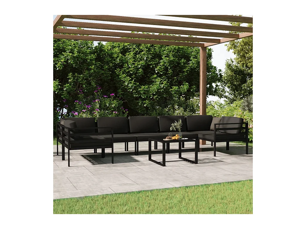 Salon de jardin 8 pcs avec coussins Aluminium Anthracite