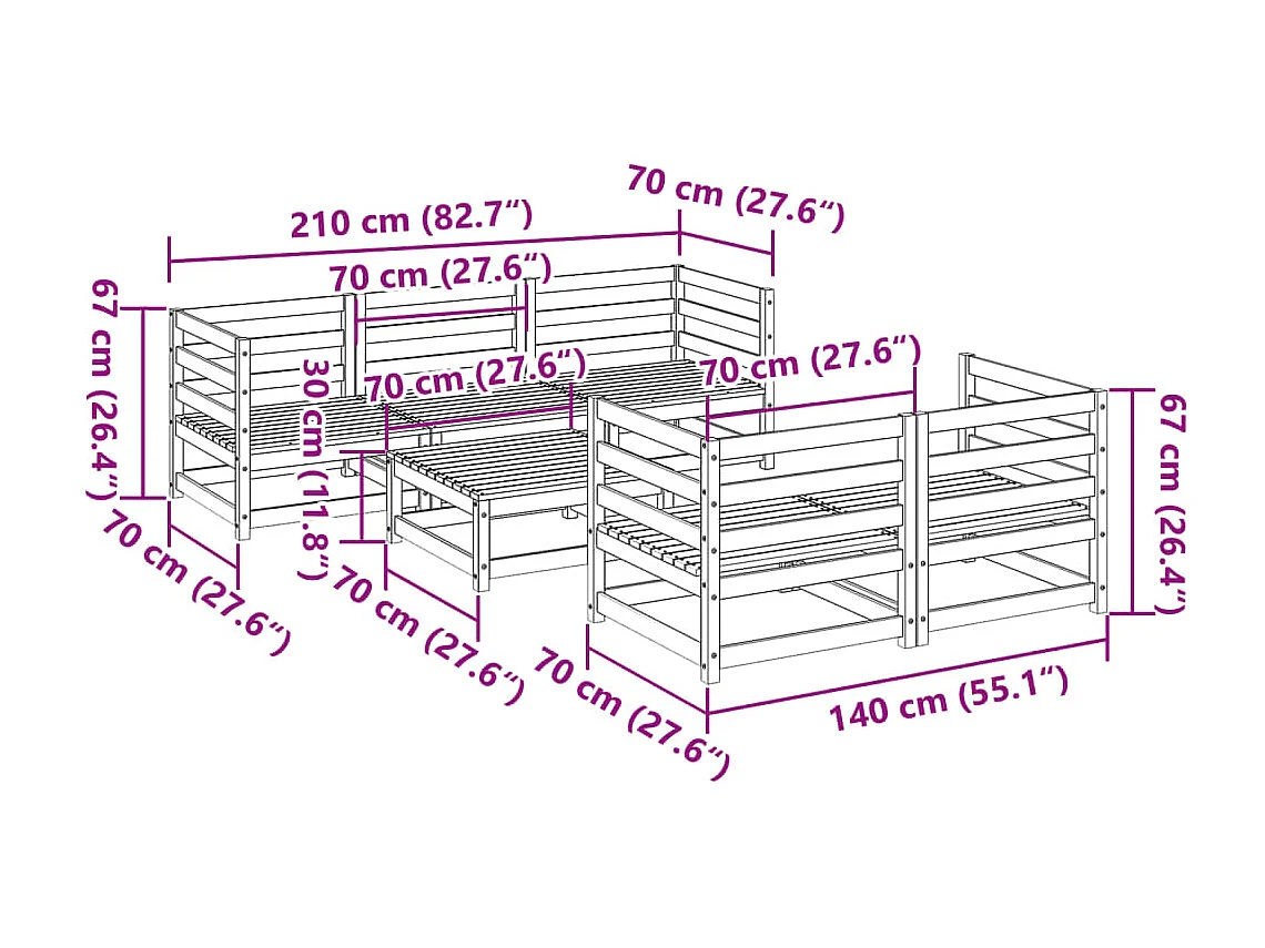 6-tlg. Garten-Sofagarnitur Massivholz Douglasie