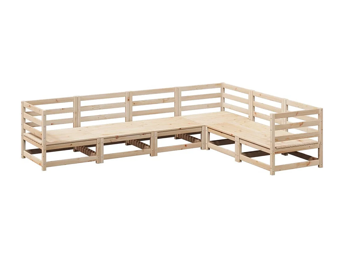 Salon de jardin 6 pcs bois de pin massif