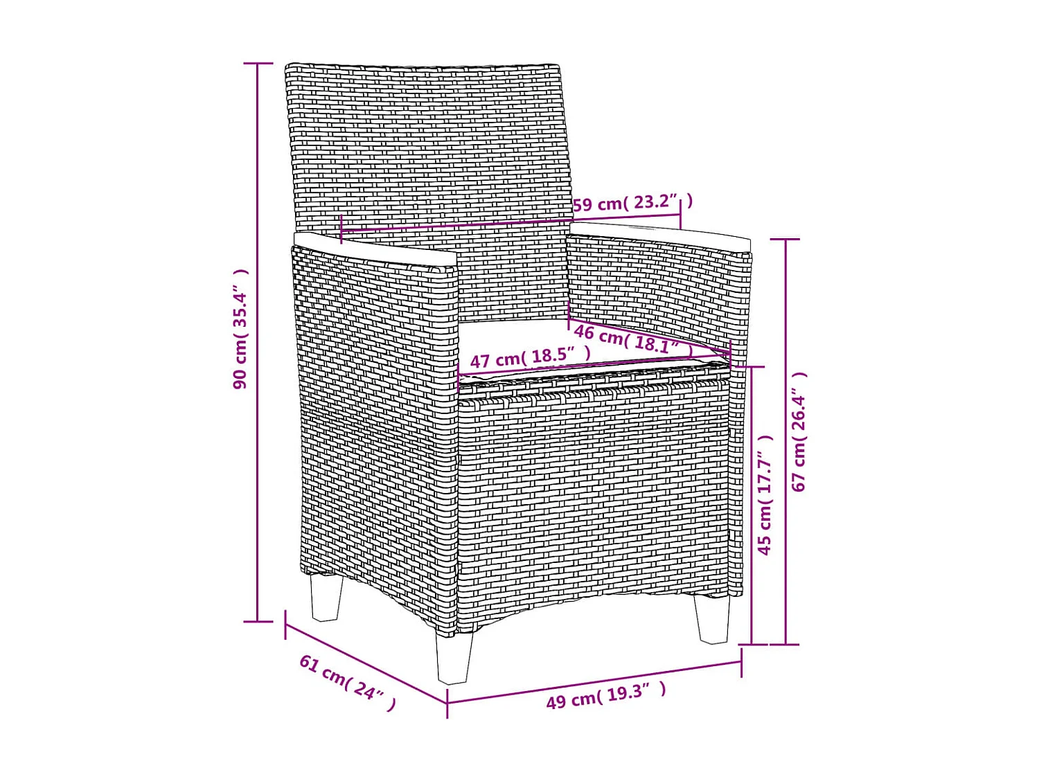 Gartenstühle mit Kissen 2 Stk. Grau Poly Rattan Massivholz