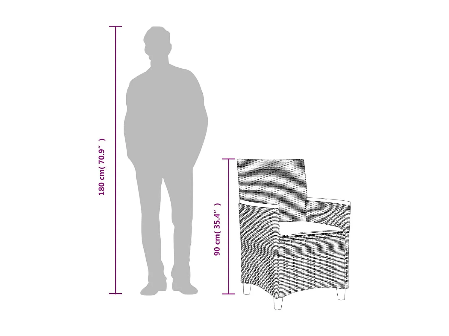 Gartenstühle mit Kissen 2 Stk. Grau Poly Rattan Massivholz