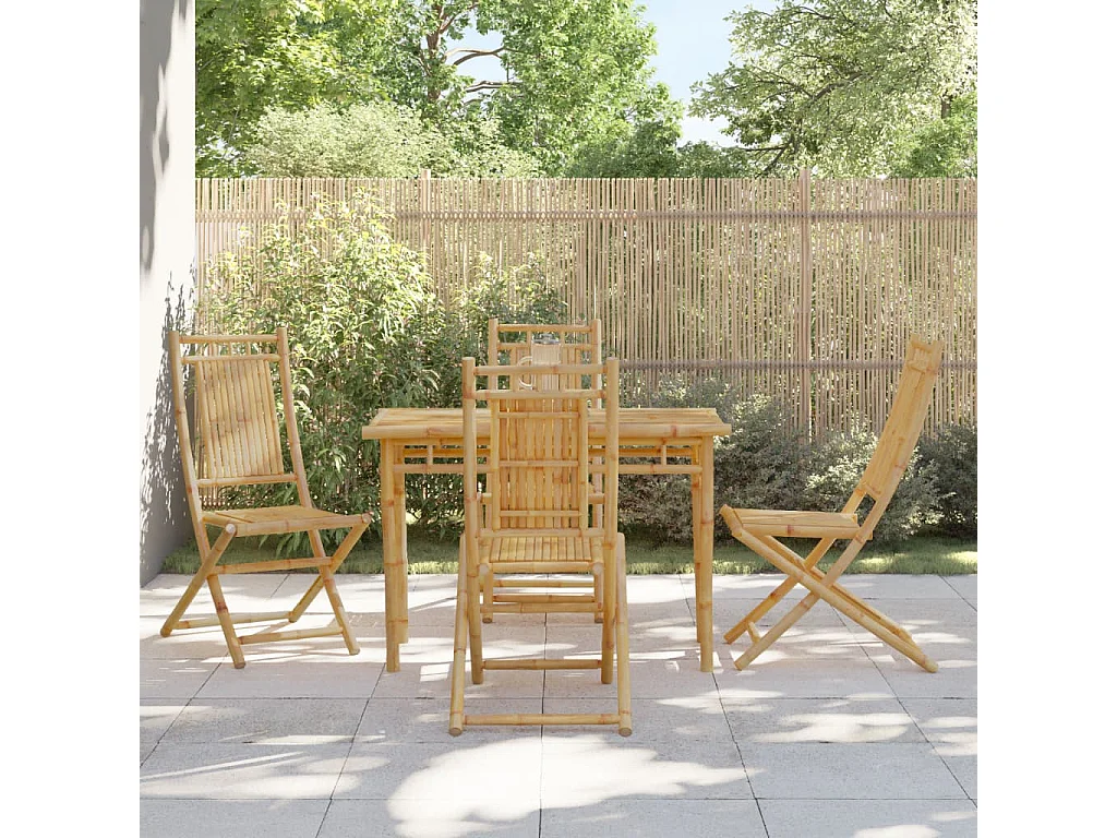 Ensemble à manger de jardin 5 pcs bambou