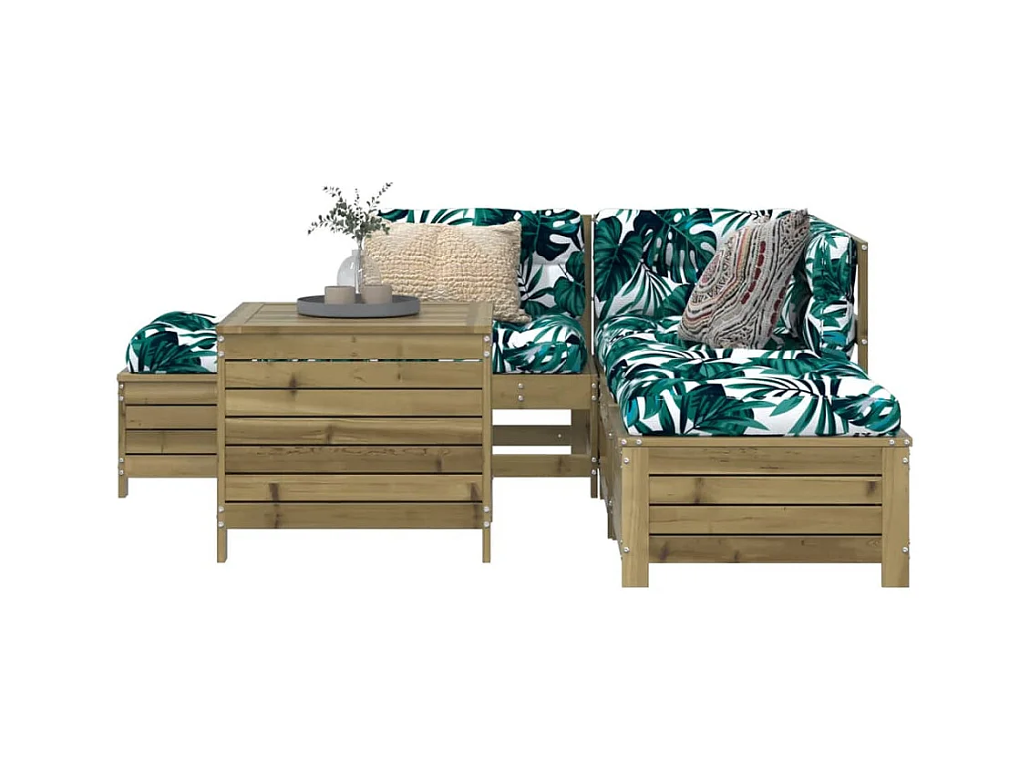 Set Divani da Giardino 6 pz in Legno Impregnato di Pino