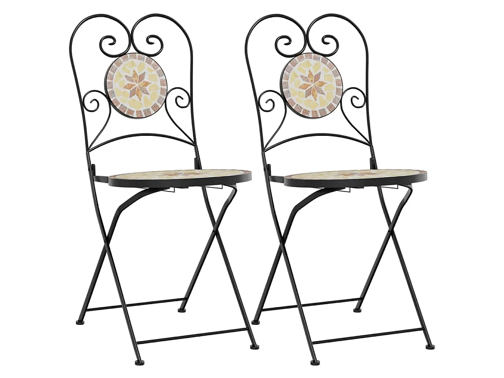 Bistrostoelen 2 st inklapbaar keramiek terracottakleurig en wit