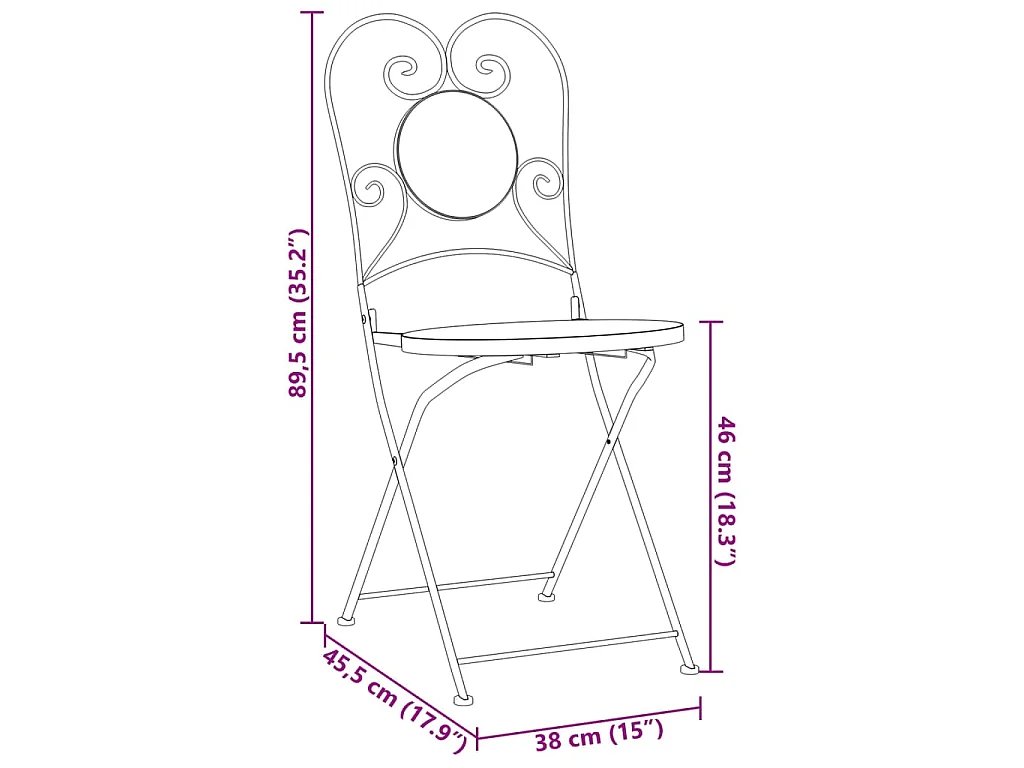 Bistrostoelen 2 st inklapbaar keramiek terracottakleurig en wit
