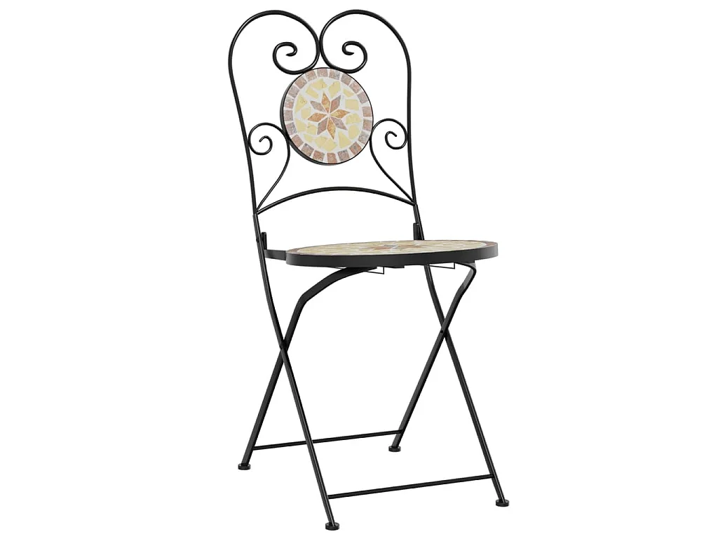 Bistrostoelen 2 st inklapbaar keramiek terracottakleurig en wit