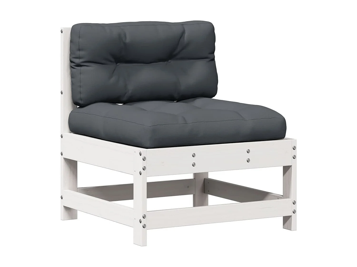 5 pcs conj. lounge de jardim c/ almofadões pinho maciço branco