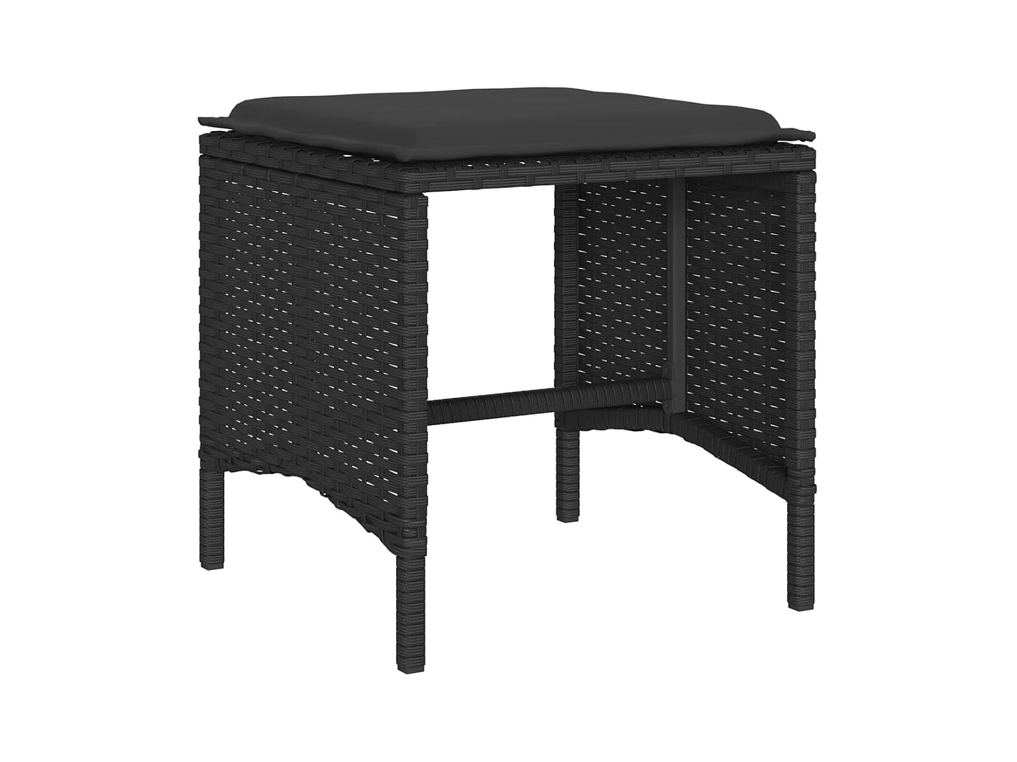 Salon de jardin 4 pcs avec coussins noir résine tressée