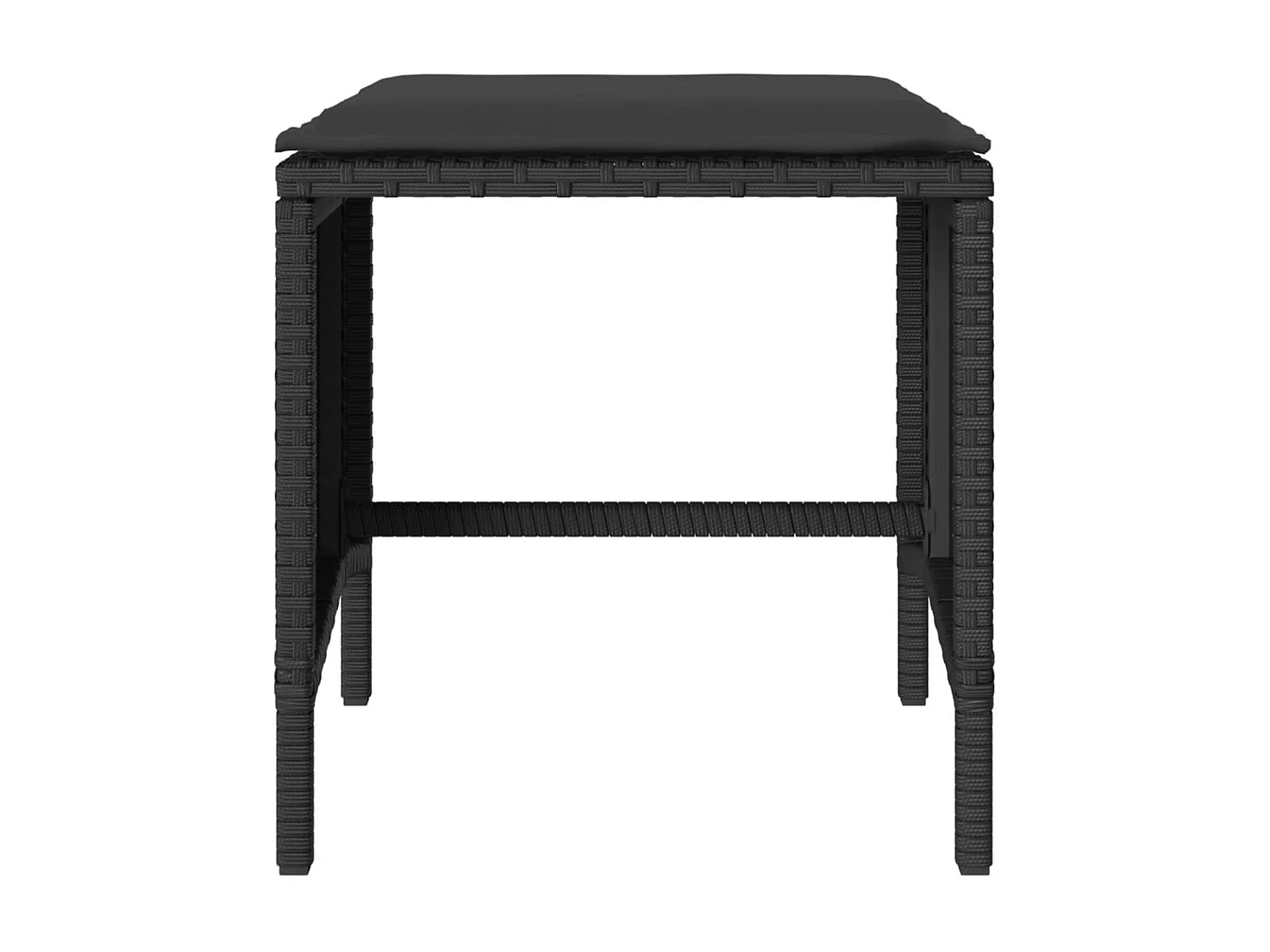 Salon de jardin 4 pcs avec coussins noir résine tressée