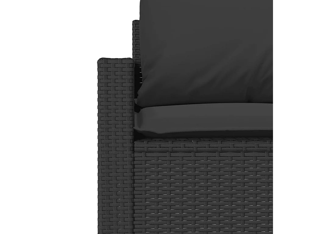 Salon de jardin 4 pcs avec coussins noir résine tressée