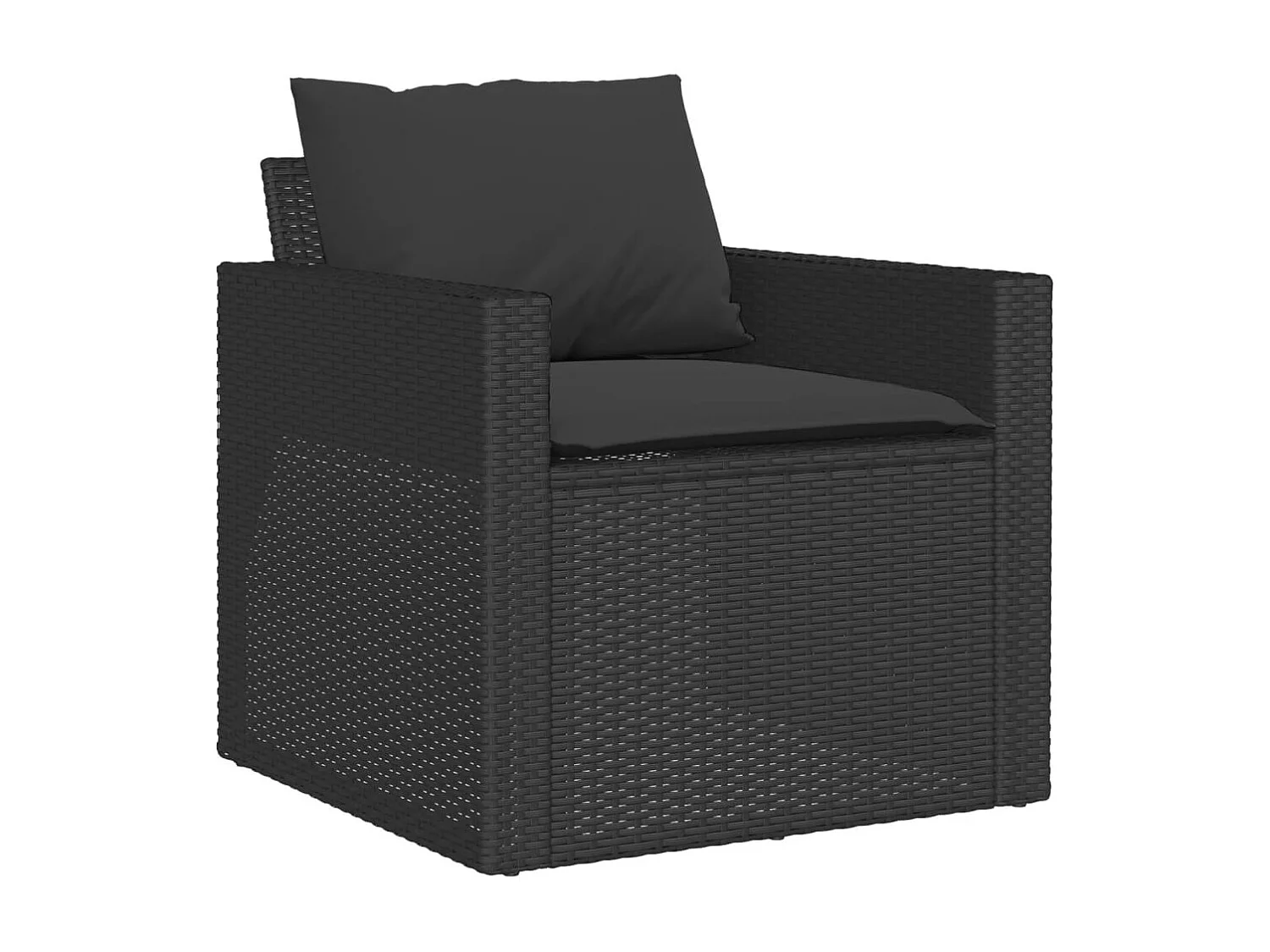 4-delige Loungeset met kussens poly rattan zwart