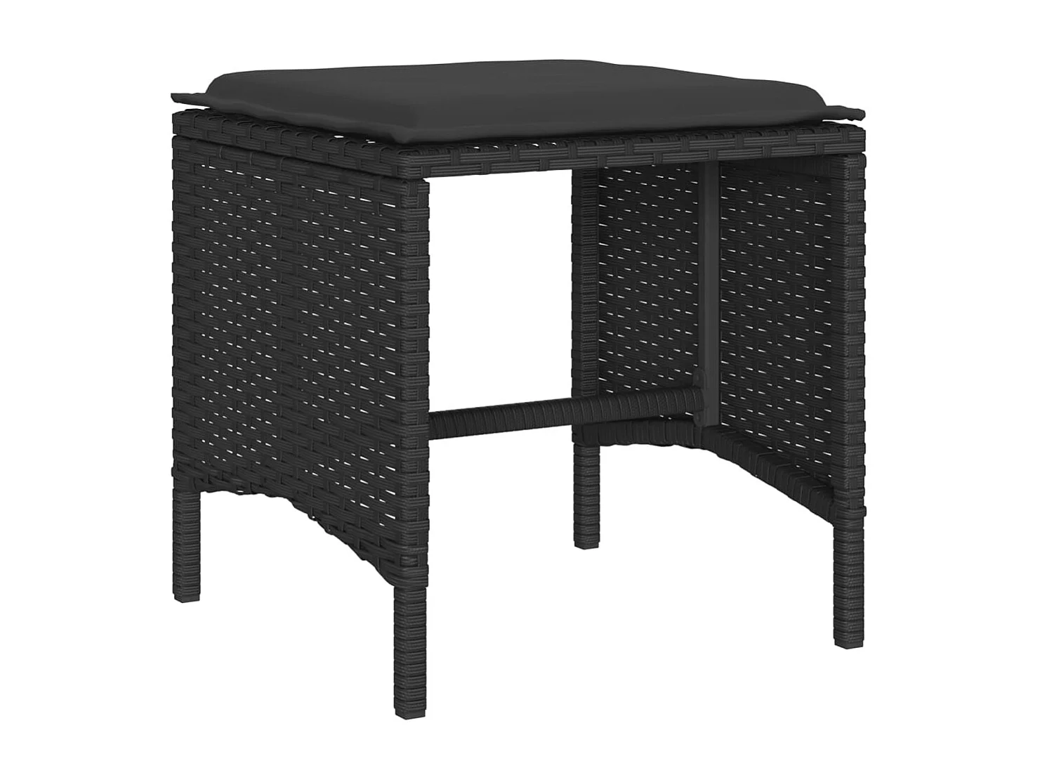 4-delige Loungeset met kussens poly rattan zwart
