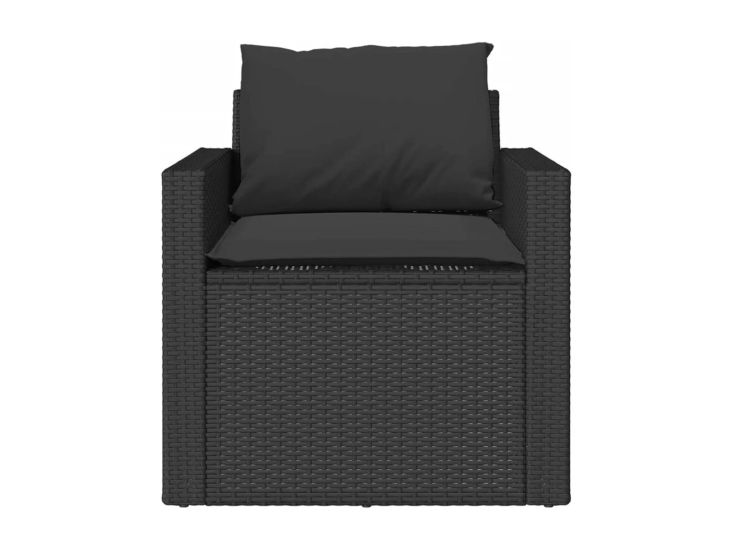 4-delige Loungeset met kussens poly rattan zwart