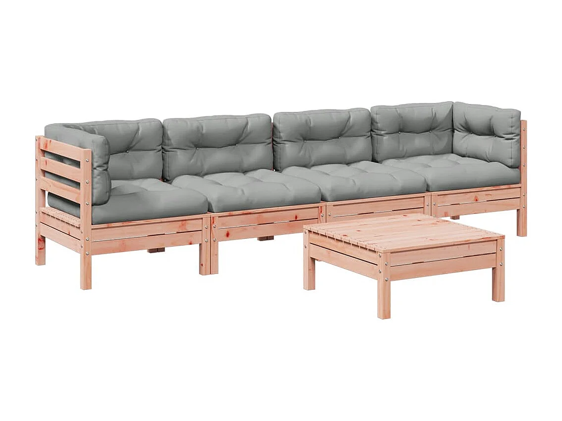 5-delige Loungeset met kussens massief douglas vurenhout