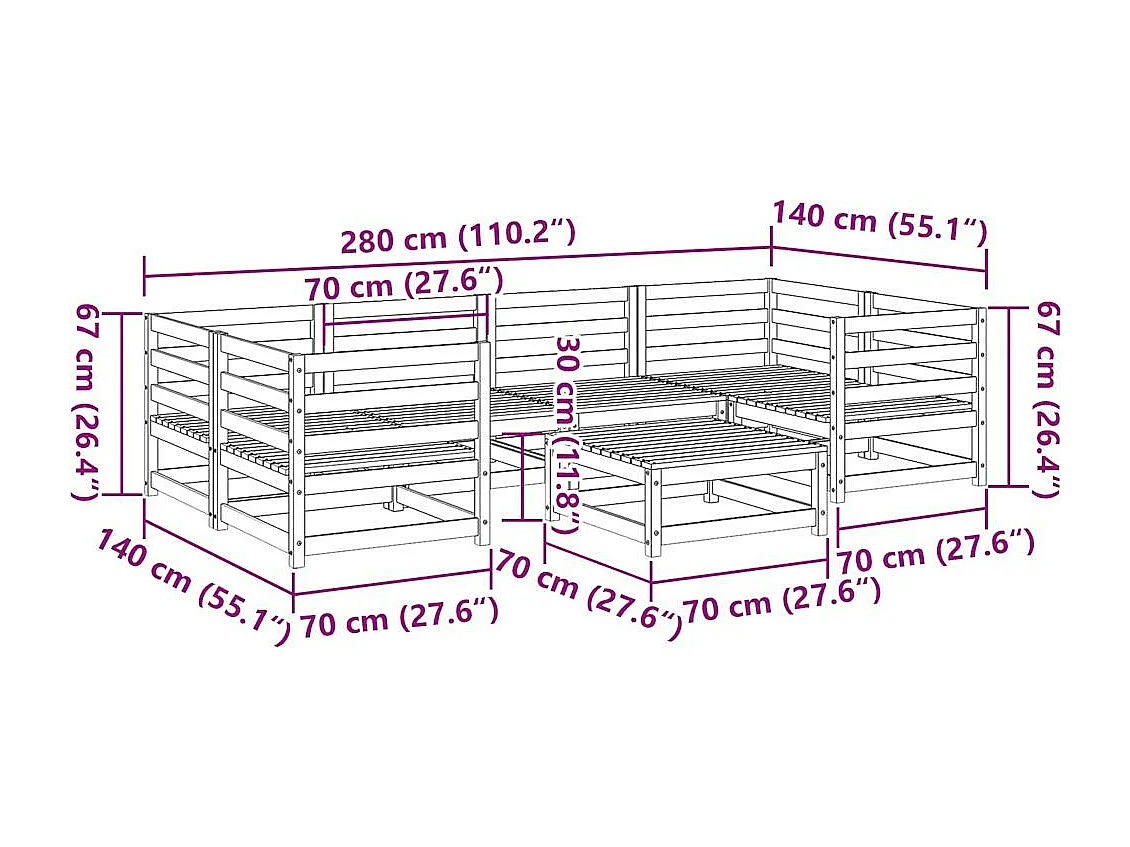 7-tlg. Garten-Sofagarnitur Massivholz Douglasie
