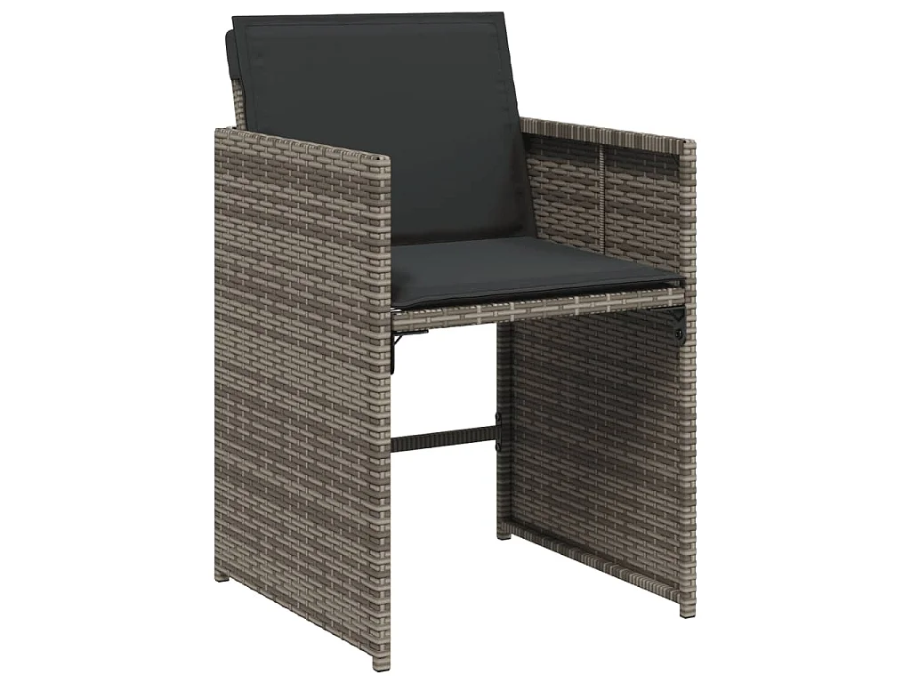 9-tlg. Garten-Essgruppe mit Kissen Grau Poly Rattan