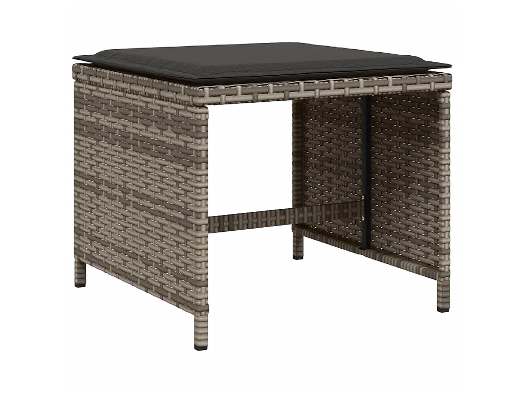 9-tlg. Garten-Essgruppe mit Kissen Grau Poly Rattan