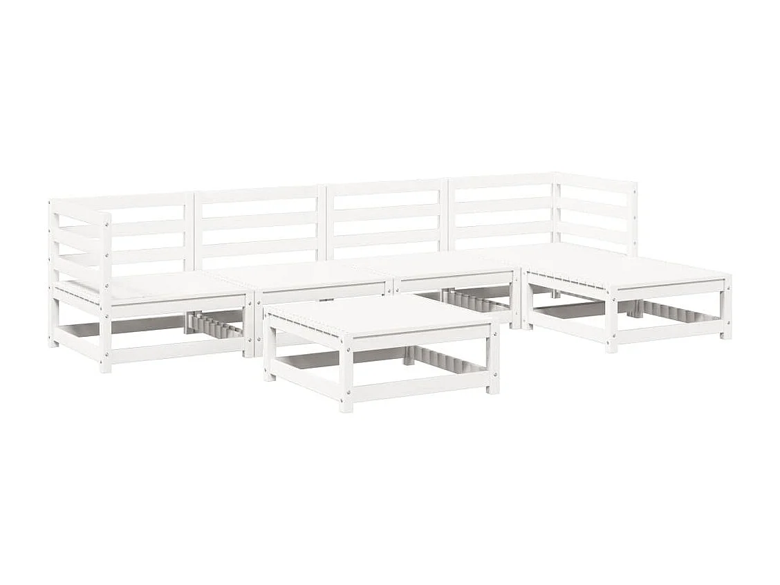 6-delige Loungeset massief grenenhout wit