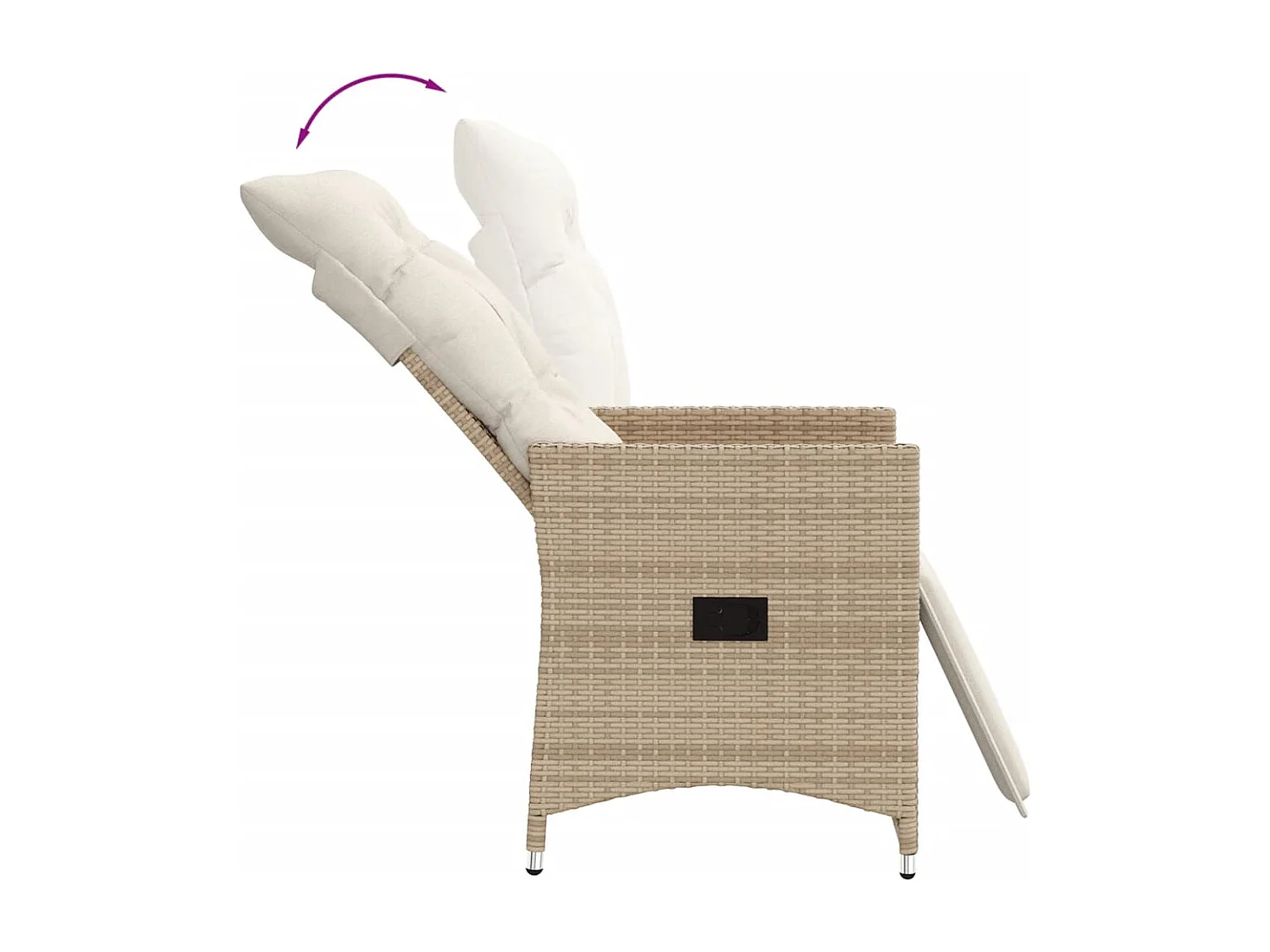 Tuinstoelen 2 st verstelbaar met kussens poly rattan beige