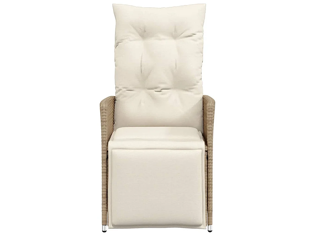 Sillones reclinables de jardín con cojines beige 2 uds ratán PE