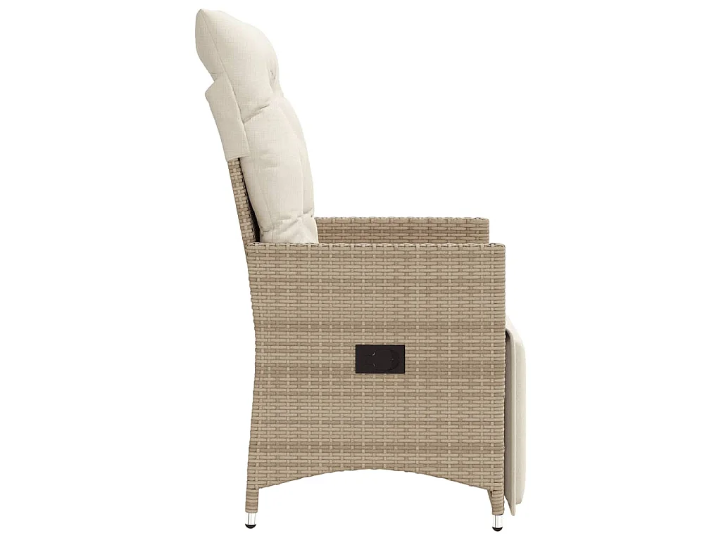 Sillones reclinables de jardín con cojines beige 2 uds ratán PE