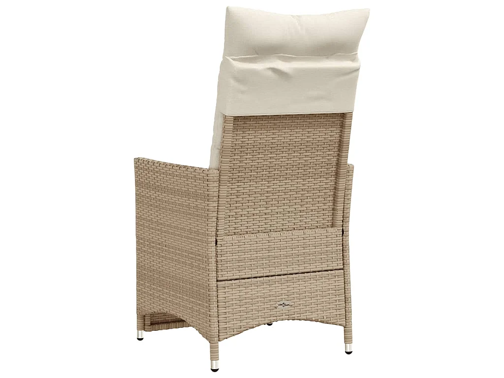 Sillones reclinables de jardín con cojines beige 2 uds ratán PE