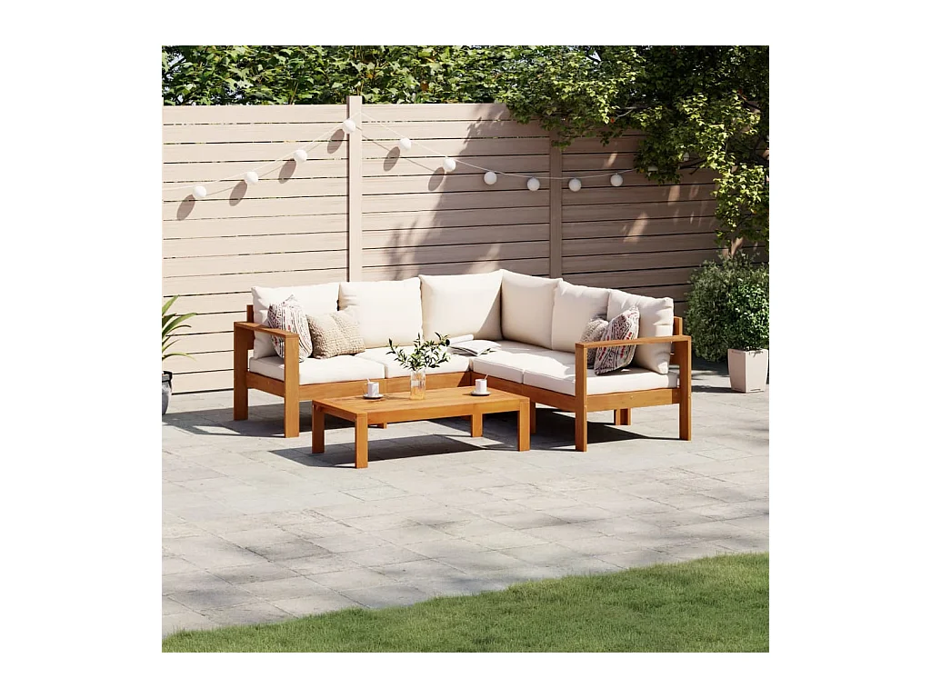 Salon de jardin avec coussins 4 pcs bois d'acacia massif