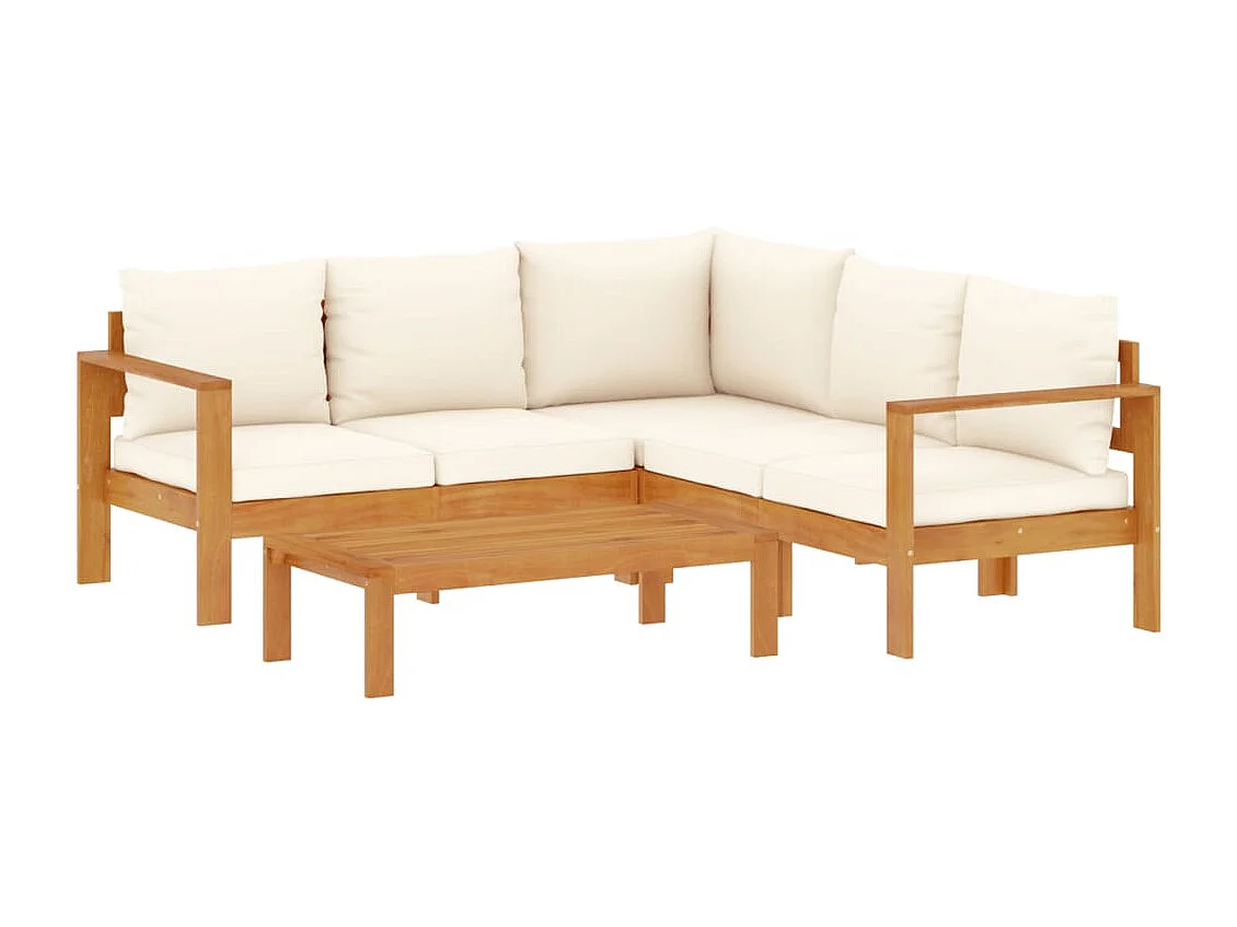 Set Divani da Giardino 4pz con Cuscini Legno Massello di Acacia