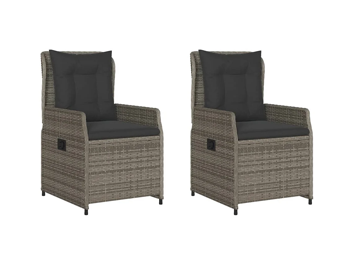 Tuinstoelen 2 st verstelbaar poly rattan grijs