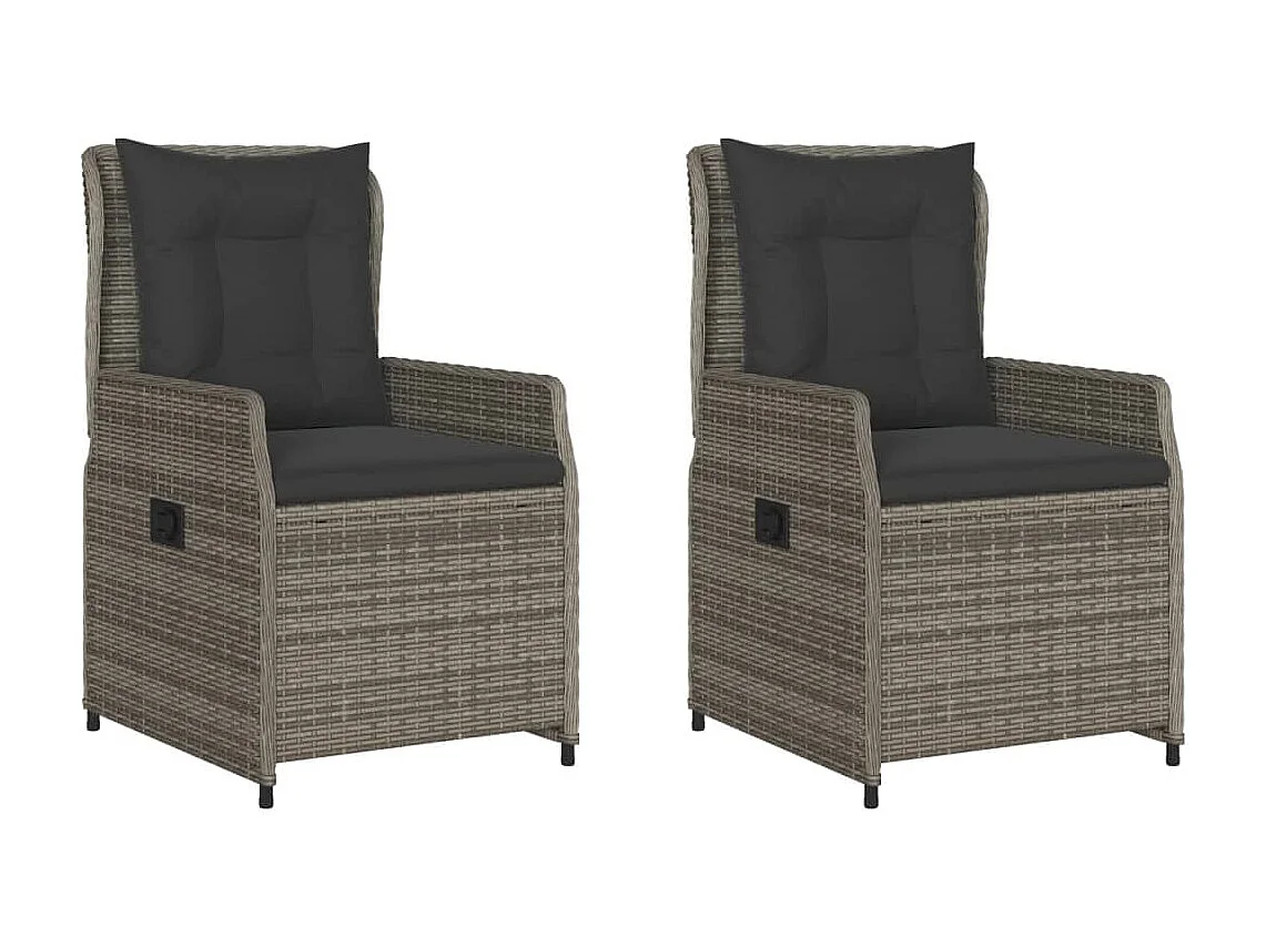 Chaises inclinables de jardin lot de 2 gris résine tressée
