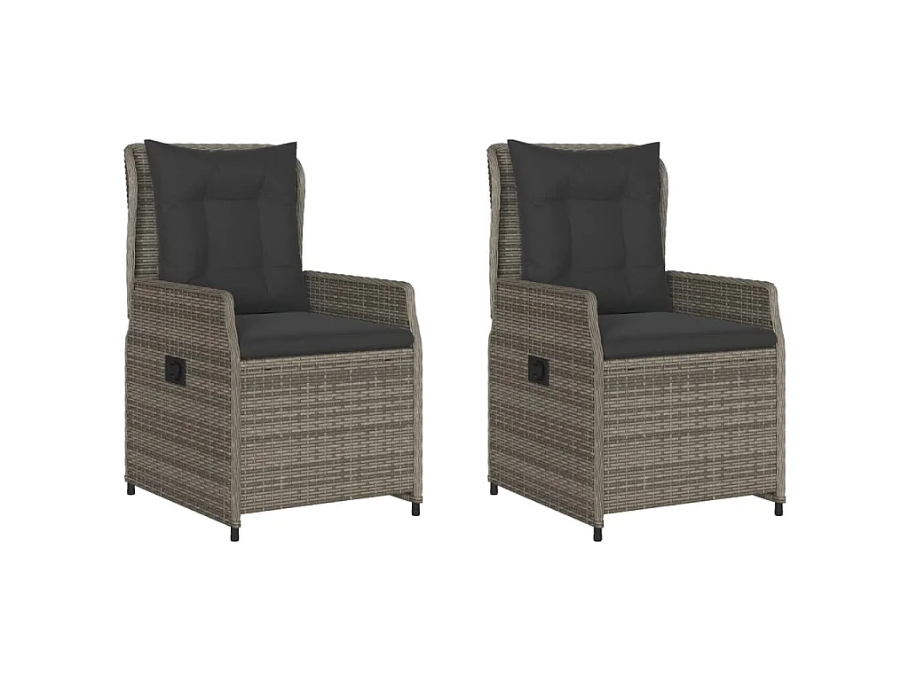 Chaises inclinables de jardin lot de 2 gris résine tressée