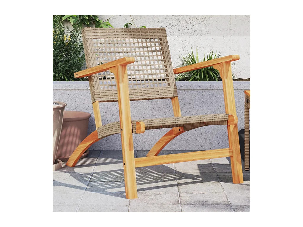 Chaises de jardin lot de 2 beige résine tressée bois d’acacia