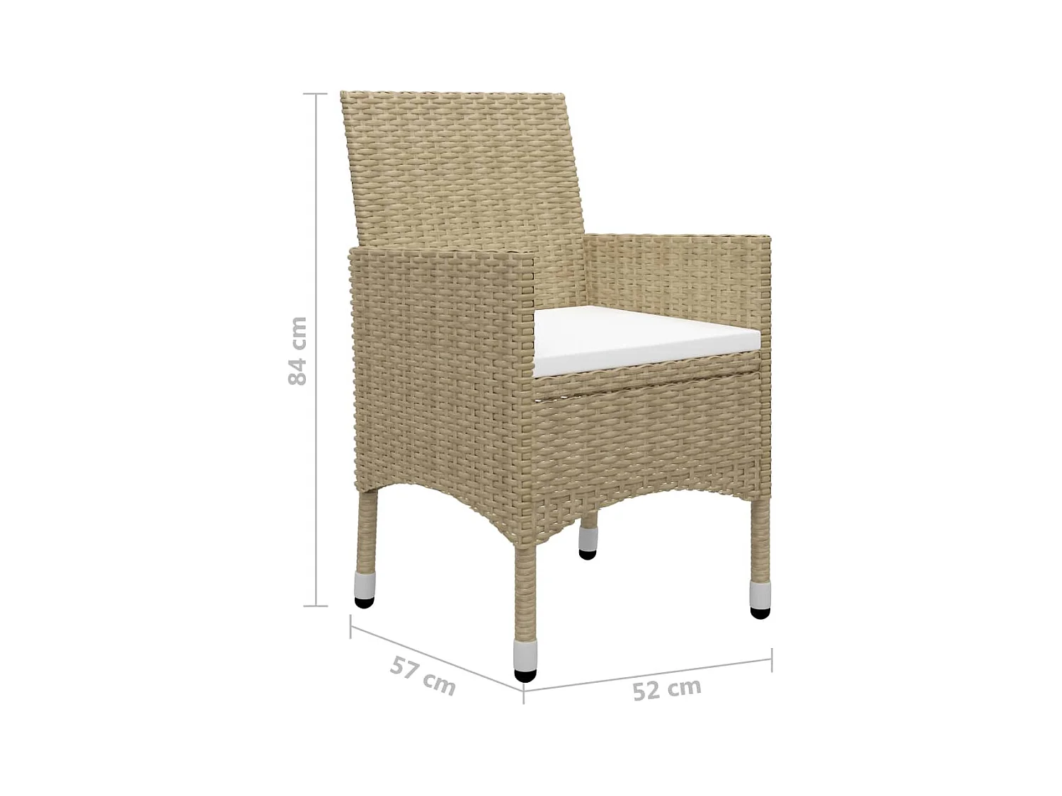 Set Mobili da Pranzo per Giardino 3 pz Beige