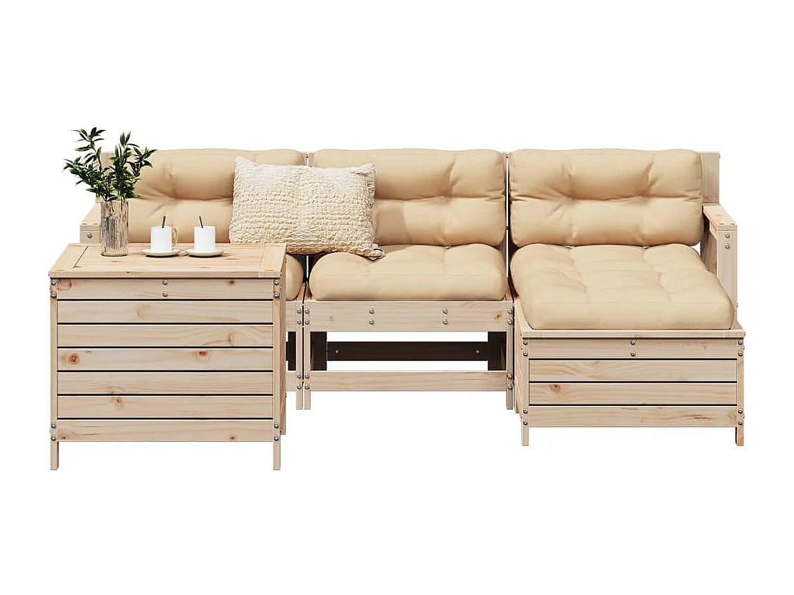 Set Divani da Giardino 5 pz in Legno Massello di Pino