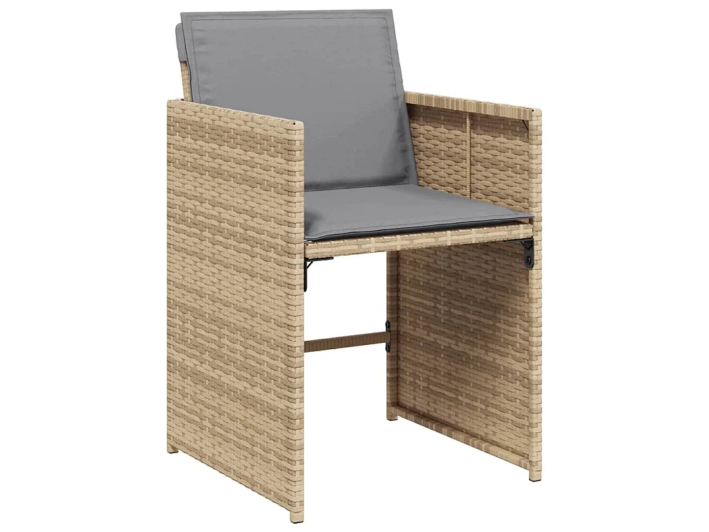 Ensemble à manger de jardin et coussins 17 pcs mélange beige